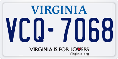 VA license plate VCQ7068