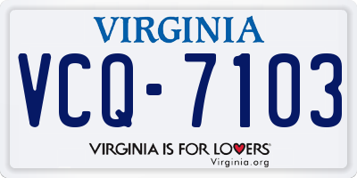 VA license plate VCQ7103