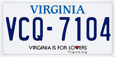 VA license plate VCQ7104