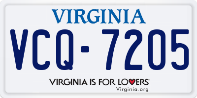 VA license plate VCQ7205