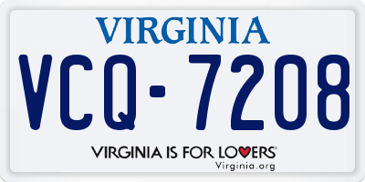 VA license plate VCQ7208