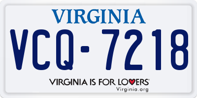 VA license plate VCQ7218