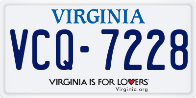 VA license plate VCQ7228