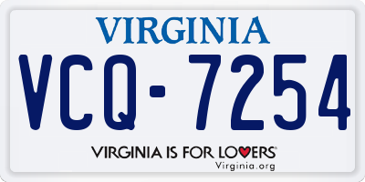 VA license plate VCQ7254