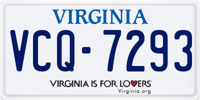 VA license plate VCQ7293
