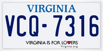 VA license plate VCQ7316