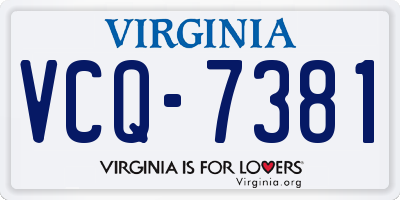 VA license plate VCQ7381