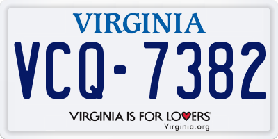VA license plate VCQ7382