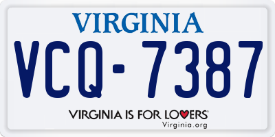 VA license plate VCQ7387