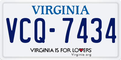 VA license plate VCQ7434