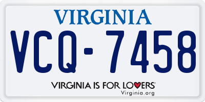 VA license plate VCQ7458