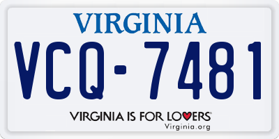 VA license plate VCQ7481