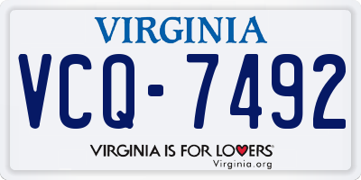 VA license plate VCQ7492