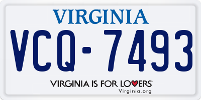 VA license plate VCQ7493