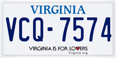 VA license plate VCQ7574