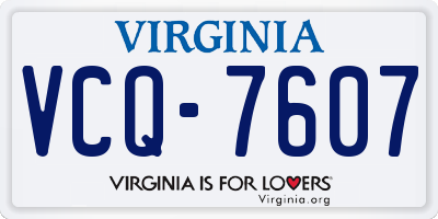 VA license plate VCQ7607