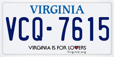 VA license plate VCQ7615