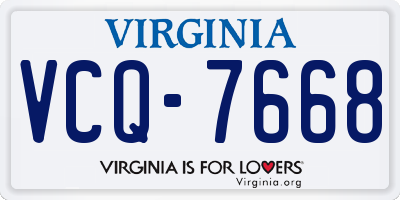 VA license plate VCQ7668