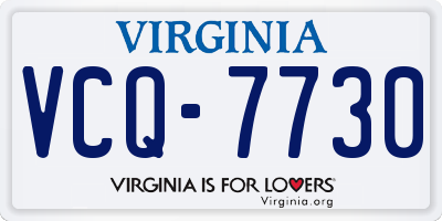VA license plate VCQ7730