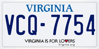 VA license plate VCQ7754