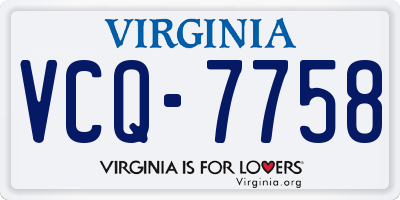VA license plate VCQ7758