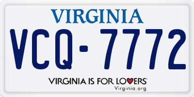 VA license plate VCQ7772