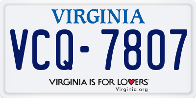 VA license plate VCQ7807