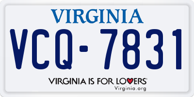 VA license plate VCQ7831