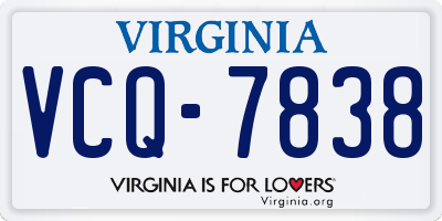 VA license plate VCQ7838