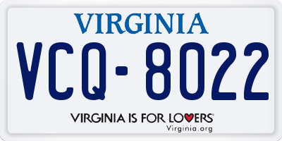 VA license plate VCQ8022