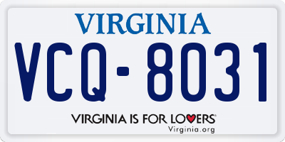 VA license plate VCQ8031