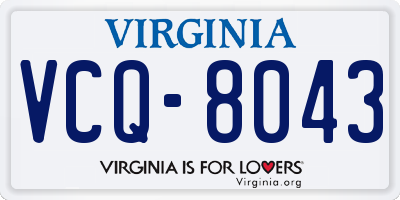 VA license plate VCQ8043
