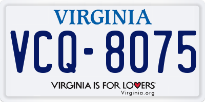 VA license plate VCQ8075