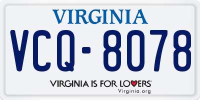 VA license plate VCQ8078