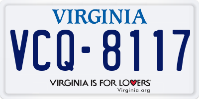 VA license plate VCQ8117