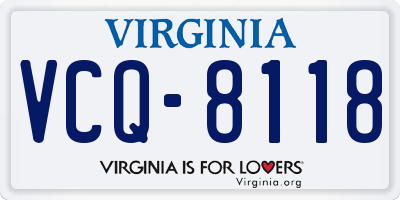 VA license plate VCQ8118