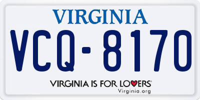 VA license plate VCQ8170