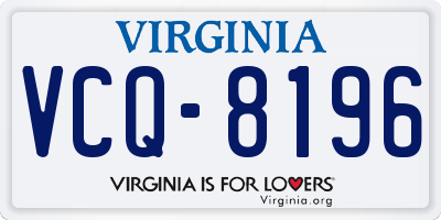 VA license plate VCQ8196