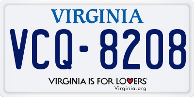 VA license plate VCQ8208