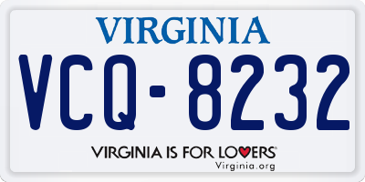 VA license plate VCQ8232