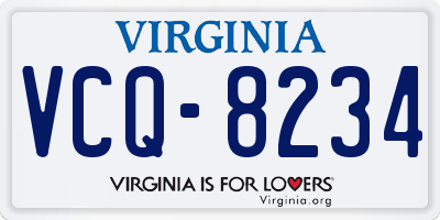 VA license plate VCQ8234