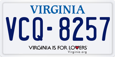 VA license plate VCQ8257