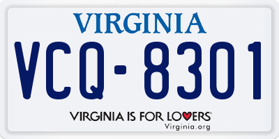 VA license plate VCQ8301