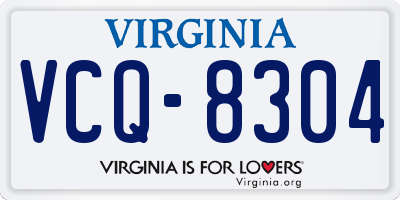 VA license plate VCQ8304