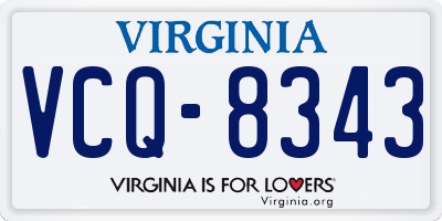 VA license plate VCQ8343
