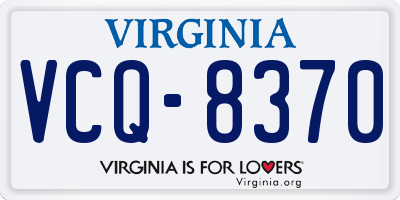 VA license plate VCQ8370