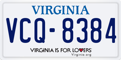 VA license plate VCQ8384