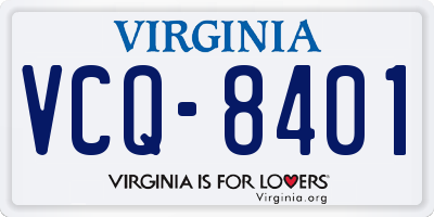 VA license plate VCQ8401