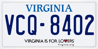 VA license plate VCQ8402