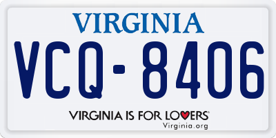VA license plate VCQ8406